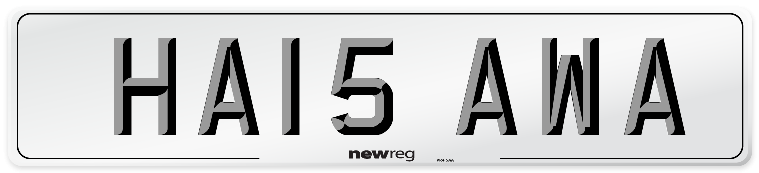 HA15 AWA Number Plate from New Reg